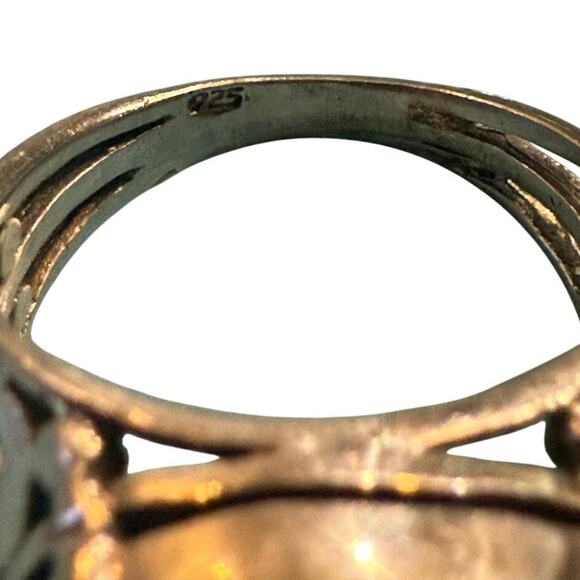 Vintage 925 Sterling Silver Carnelian Ring Filigree Boho Statement SZ.8 Courage - Picture 9 of 16